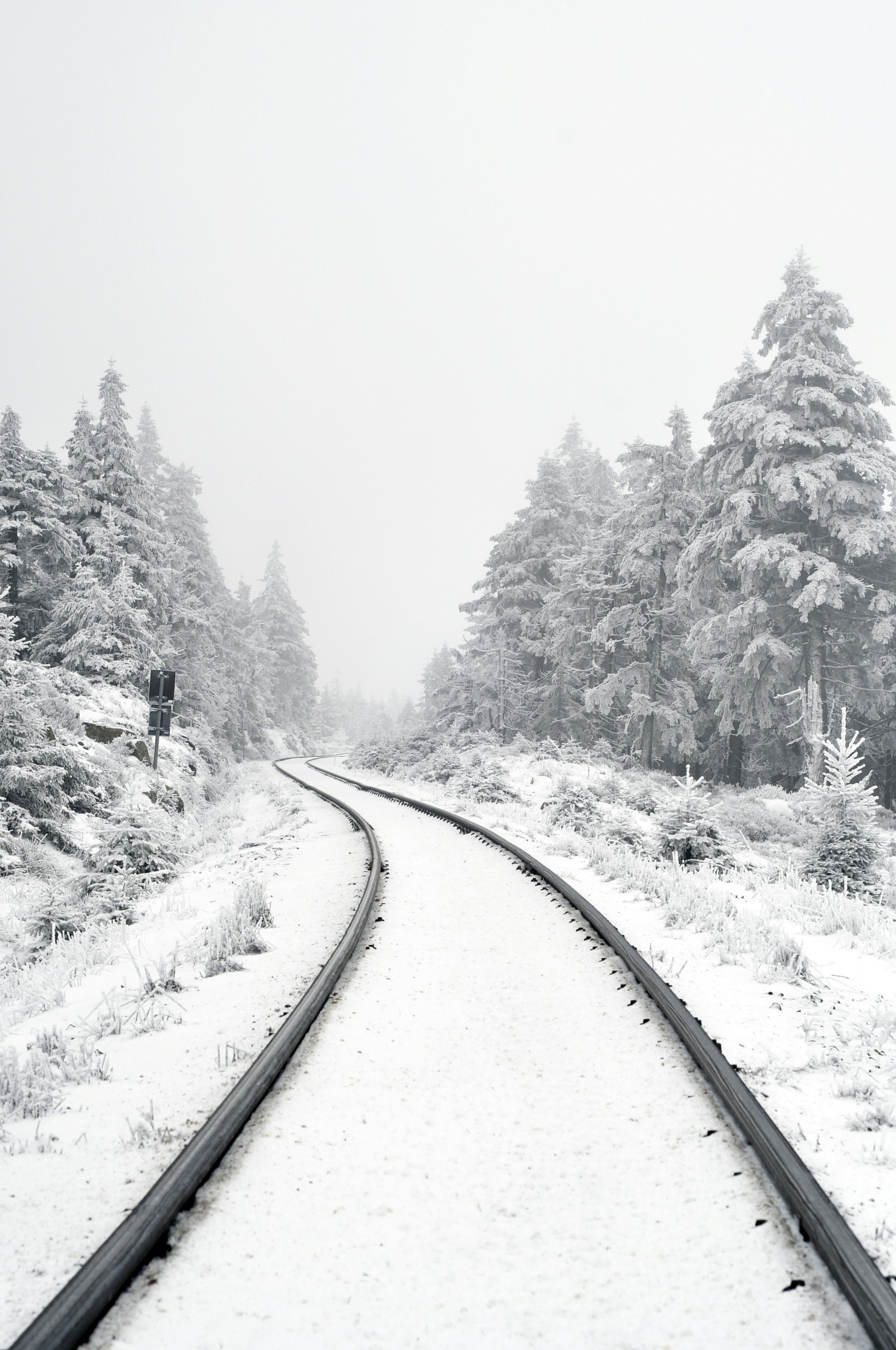 railway covered by snow